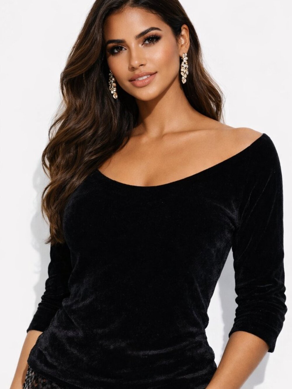 Vintage Black Velvet Off the Shoulder Holiday Formal